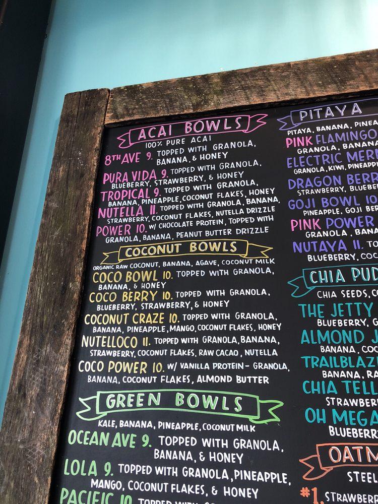 Menu at Playa Bowls pub & bar, Brick