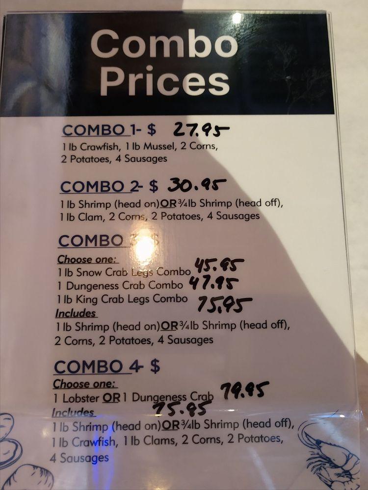 Menu at Bag O’ Crab restaurant, Texas City