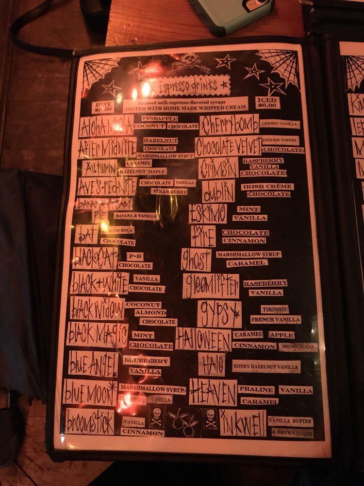 Menu at The Witches Brew cafe, West Hempstead