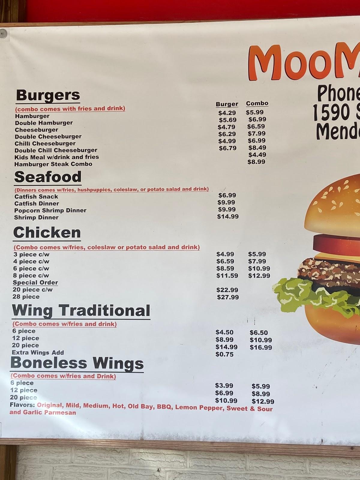 Menu At Moo Moo Cafe Mendenhall