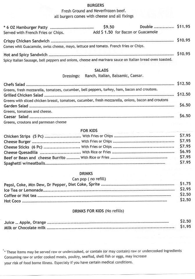 Menu at Main Street Cafe, Keenesburg, 15 Main St