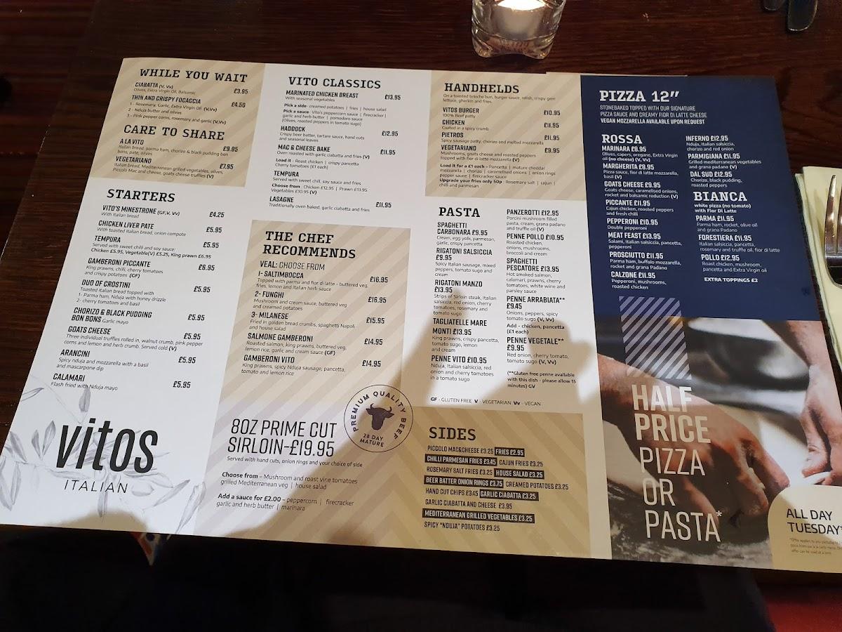 Menu at Vito's Restaurant, Prestwick, 74 Main St