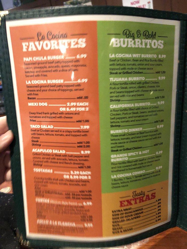 Menu at La Cocina Mexican Grill restaurant, Trufant