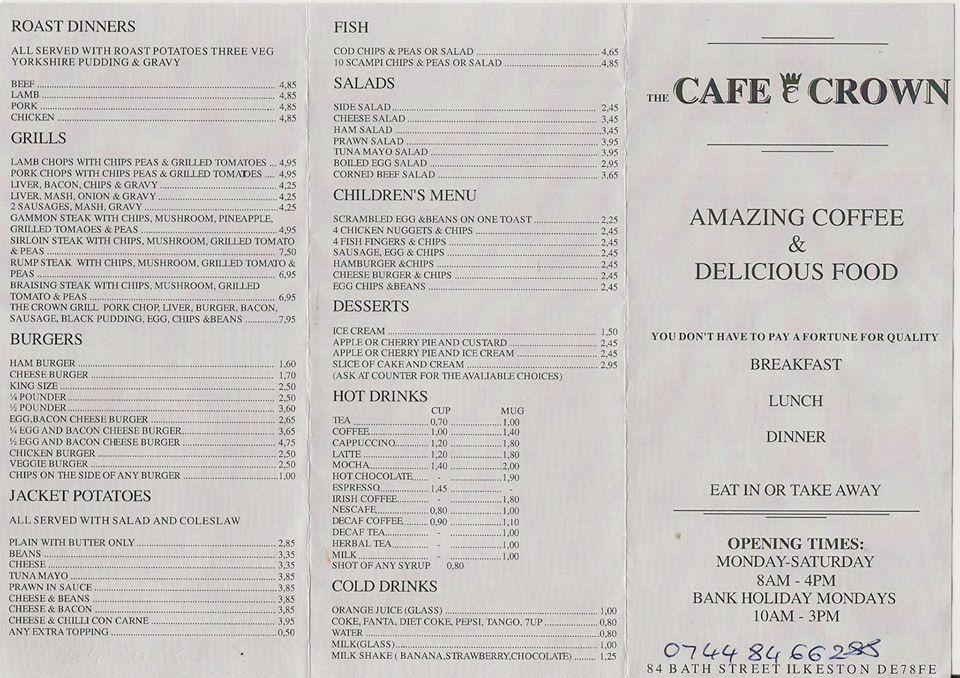 Menu at Coffee N cream cafe, Ilkeston
