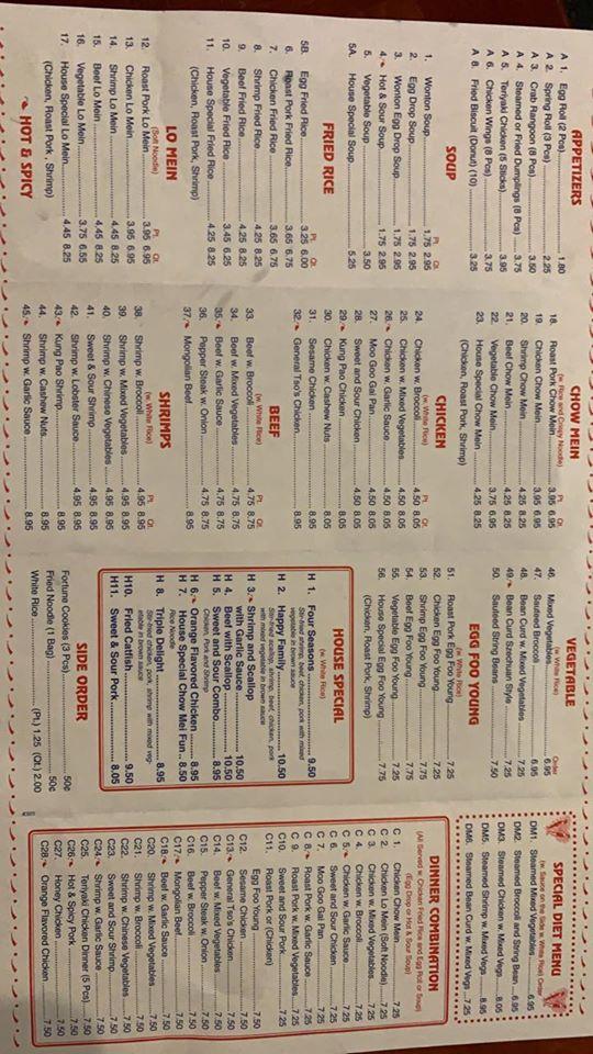 Menu at Chop Sticks Chinese Buffet restaurant, Morrilton, E Harding St