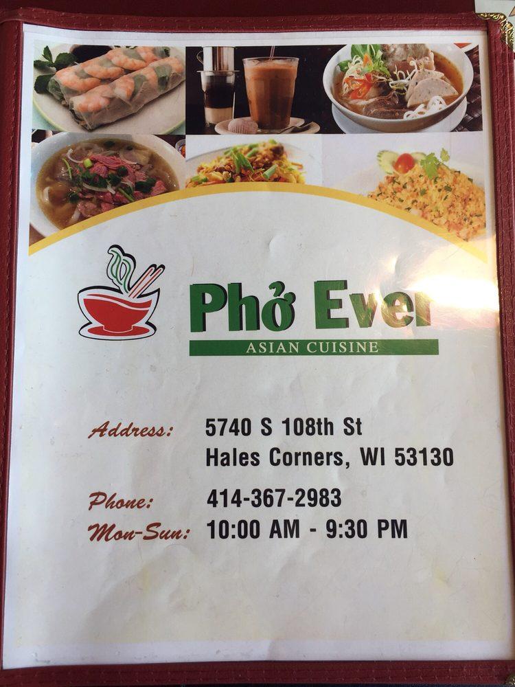 Menu at Phở Ever Hales Corners restaurant, Hales Corners