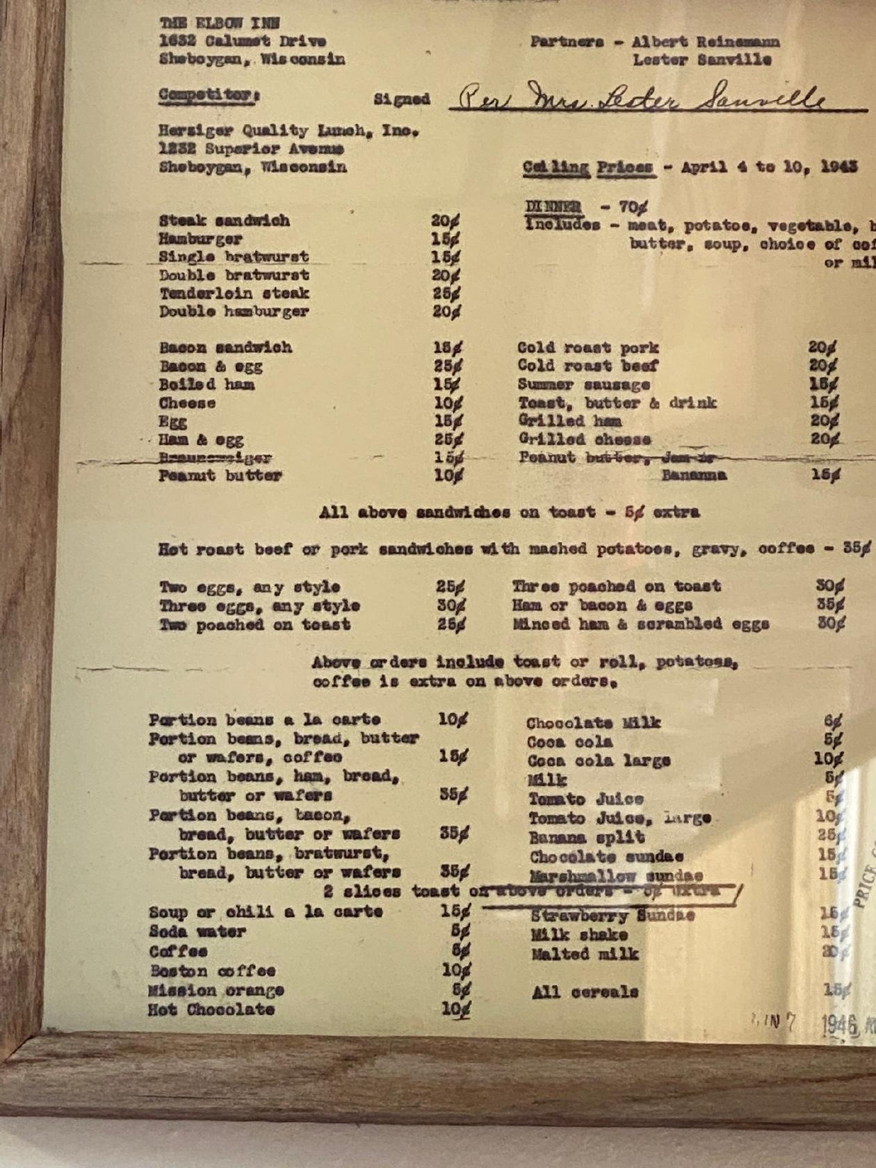 Menu at Charcoal Inn North restaurant, Sheboygan, Geele Ave