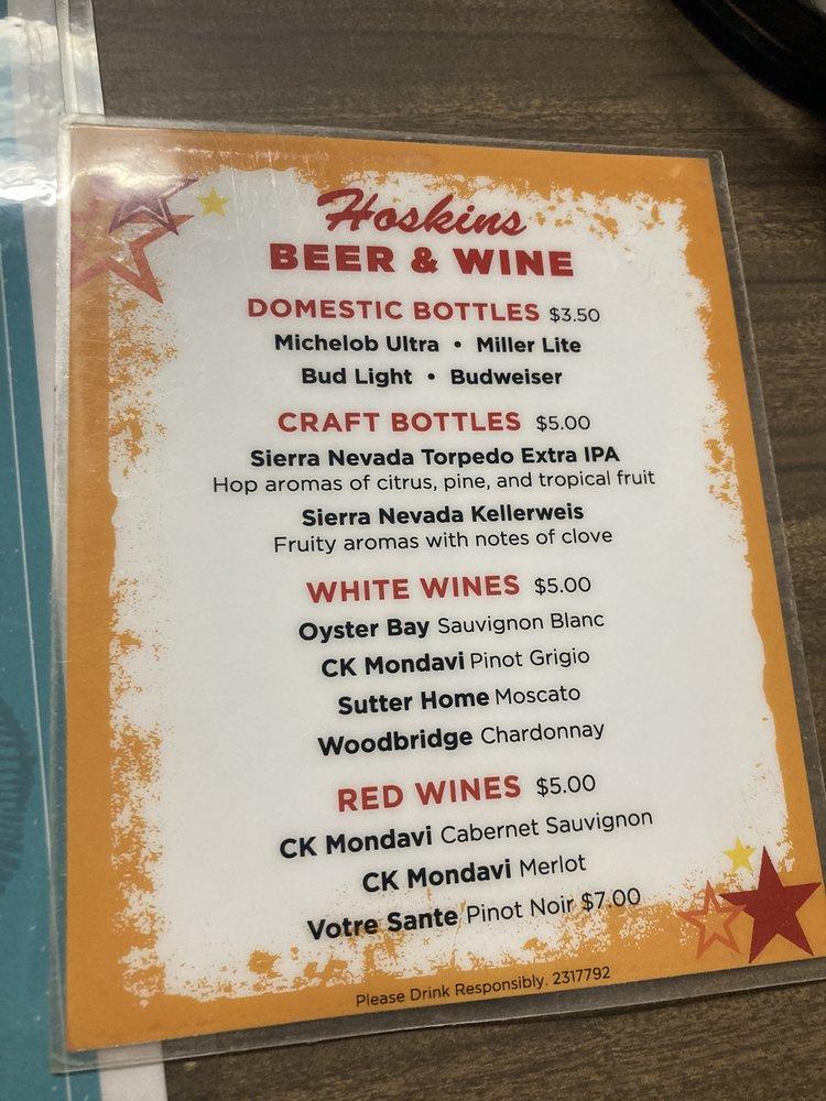 Menu at Hoskins Restaurant, North Myrtle Beach