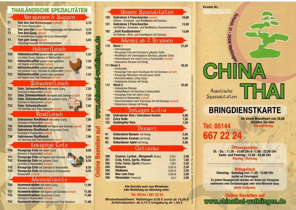China Thai Restaurant Gorlitz Menu