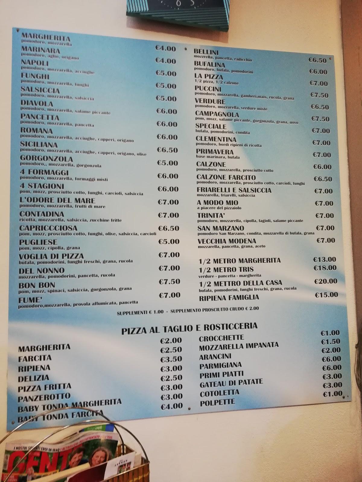 Menu At Quelli Della Pizza Pizzeria Modena