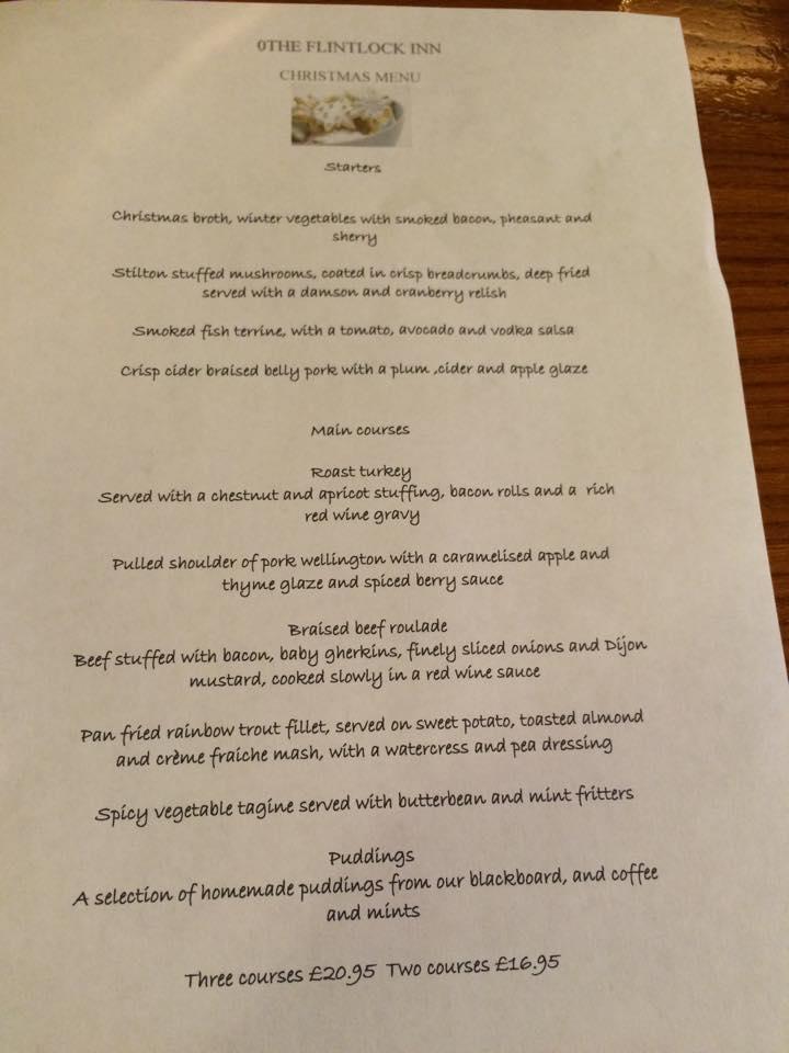Menu at The Flintlock Inn pub & bar, Marsh