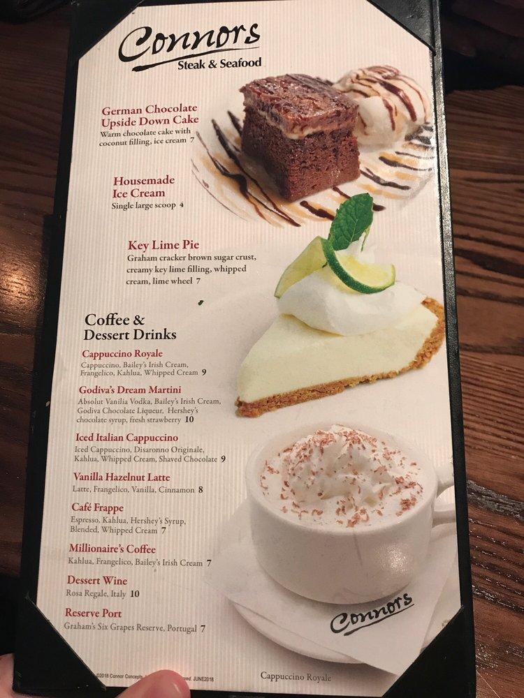 Menu at Connors Steak & Seafood steakhouse, Sarasota