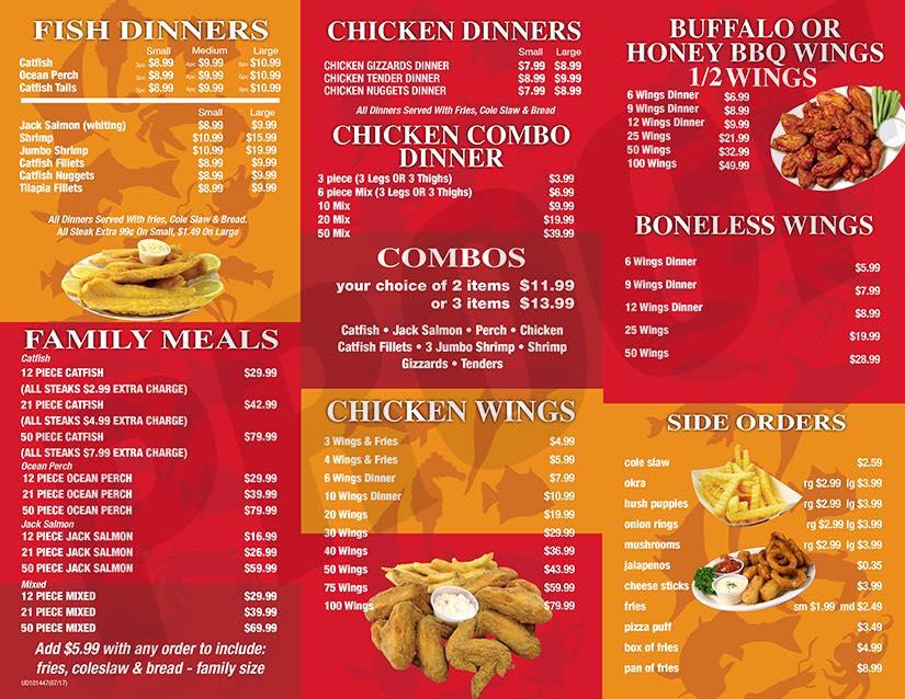 Menu at JJ Fish & Chicken fast food, Hammond, Indianapolis Blvd
