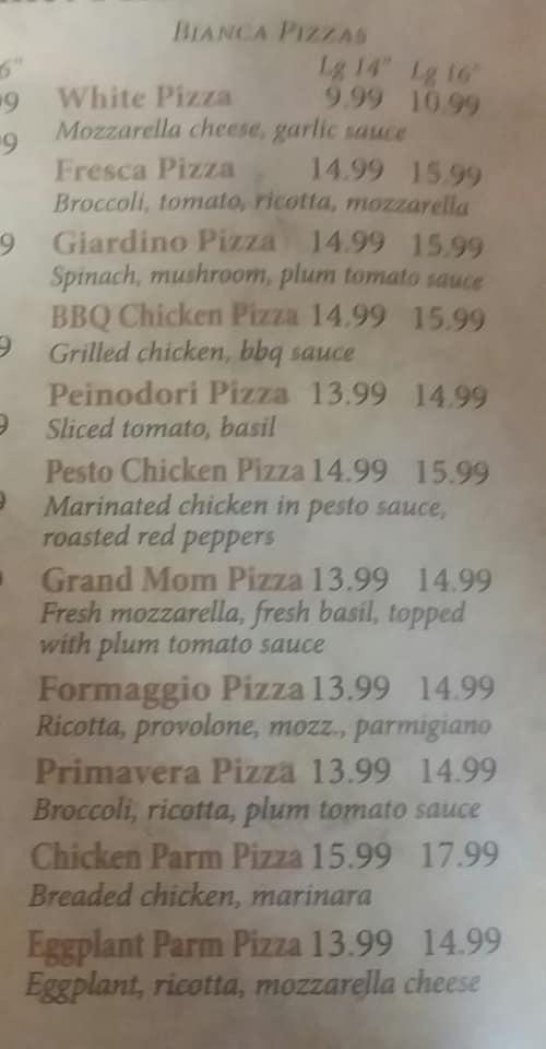 Menu at Parma Pizza pizzeria, Clayton