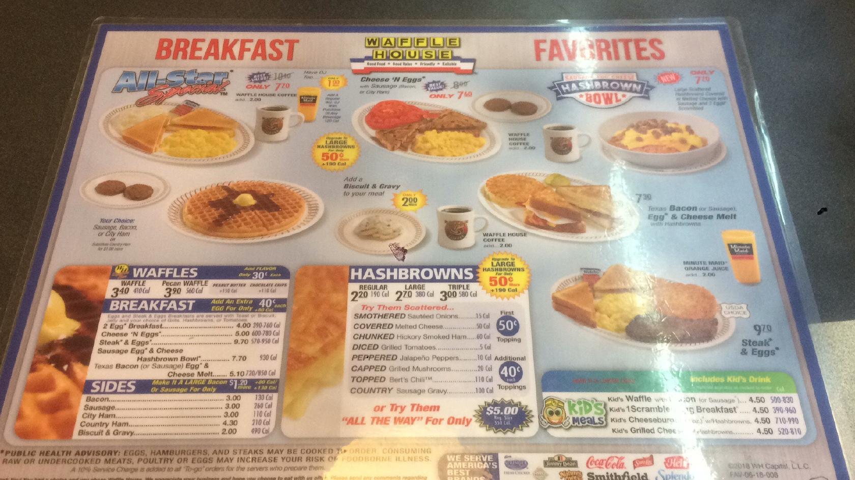 Menu at Waffle House restaurant, Humble, Will Clayton Pkwy