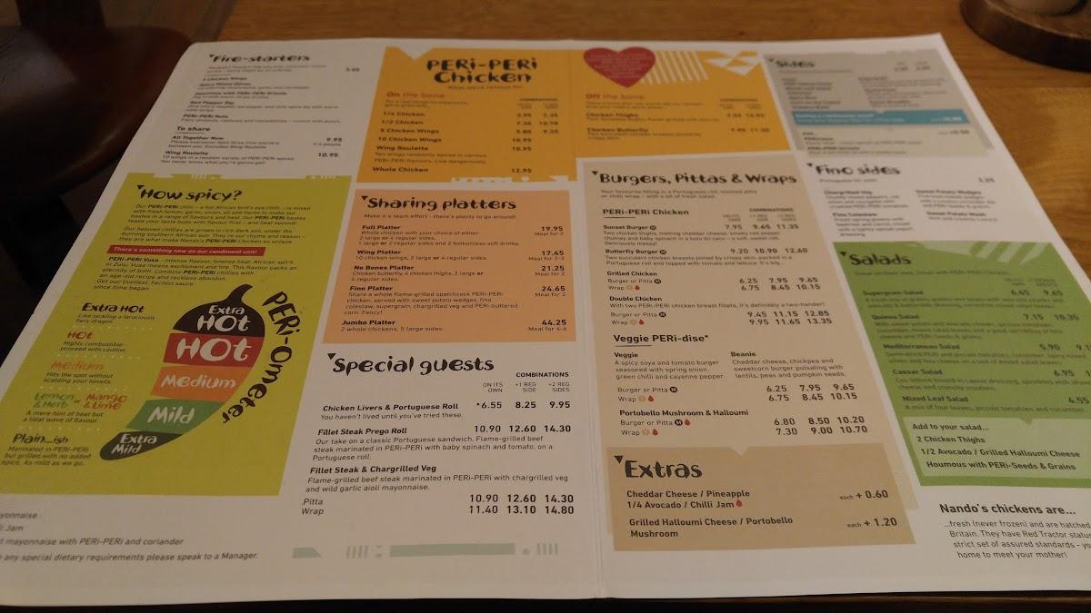 Menu At Nandos Goodge Street Fast Food London 57 59 Goodge St 1414