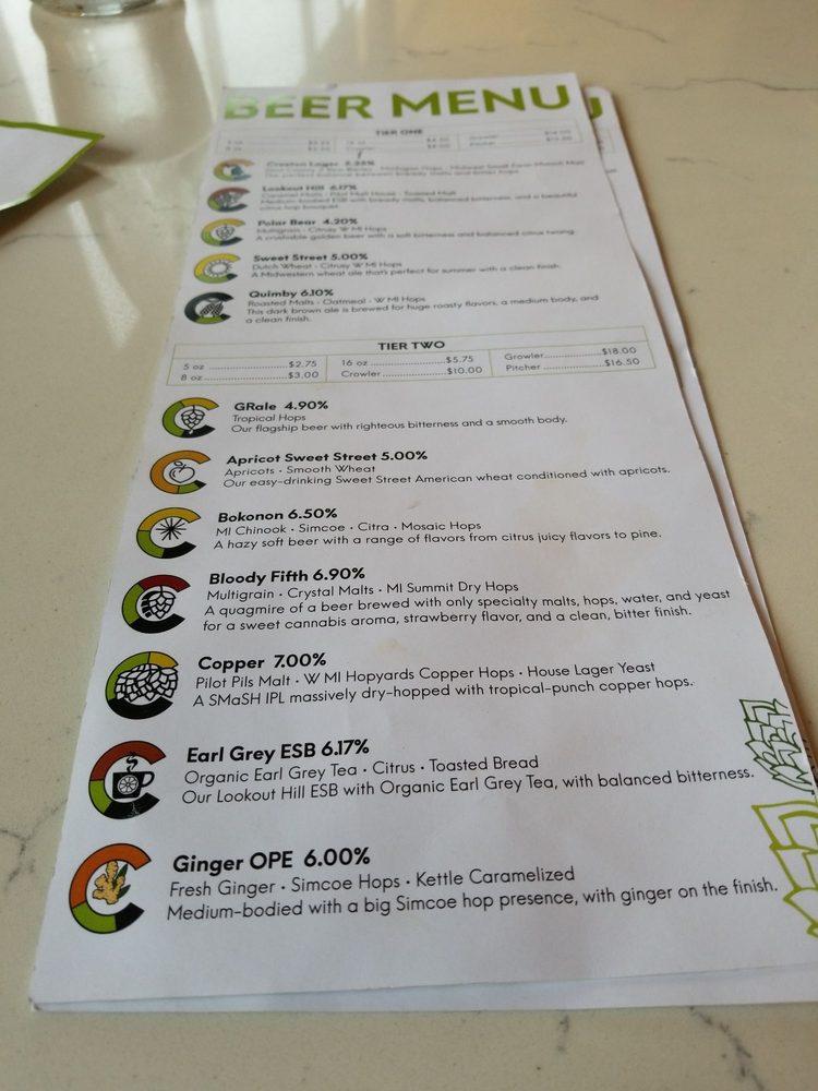 Menu at Creston Brewery pub & bar, Grand Rapids