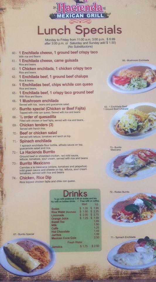 Menu at La Hacienda Mexican Grill restaurant, Gatesville