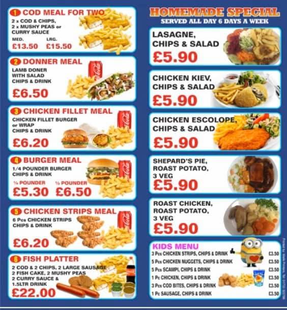 Menu at Causeway Royal Fish Bar, Whittlesey