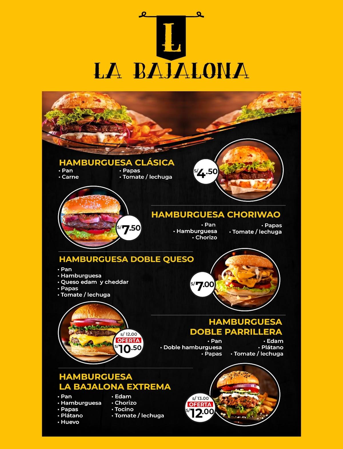 Menu at La Bajalona restaurant, Comas