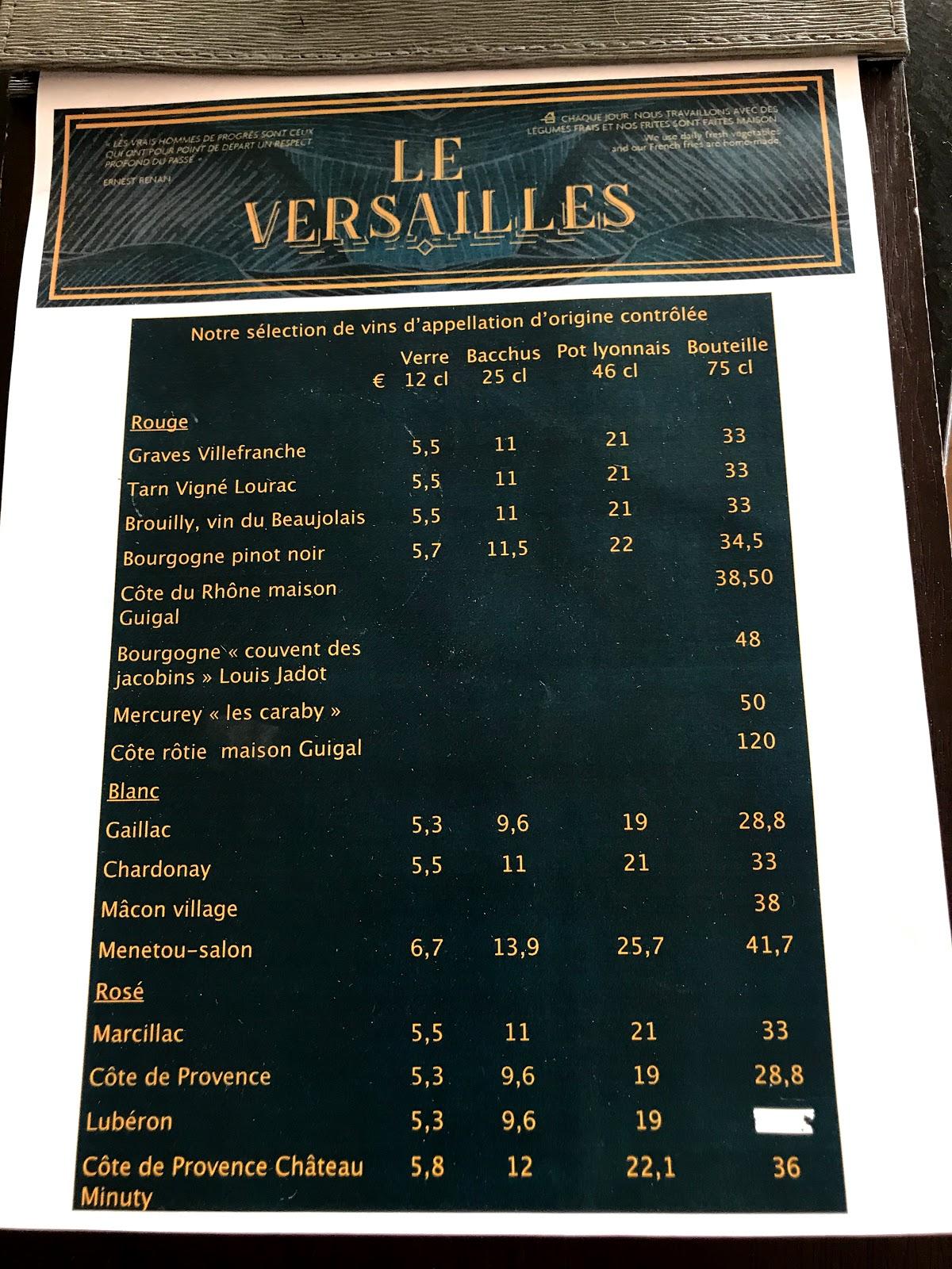 Menu at Le Versailles restaurant, IssylesMoulineaux, 1 Rue Ernest Renan