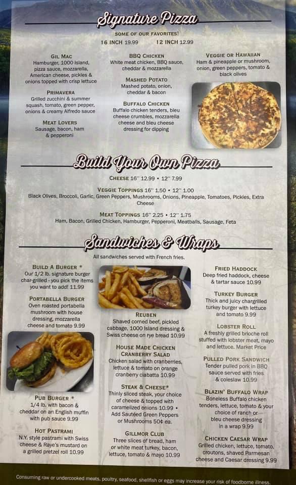 Menu at Gillmor's Restaurant, Lincoln, 236 W Broadway