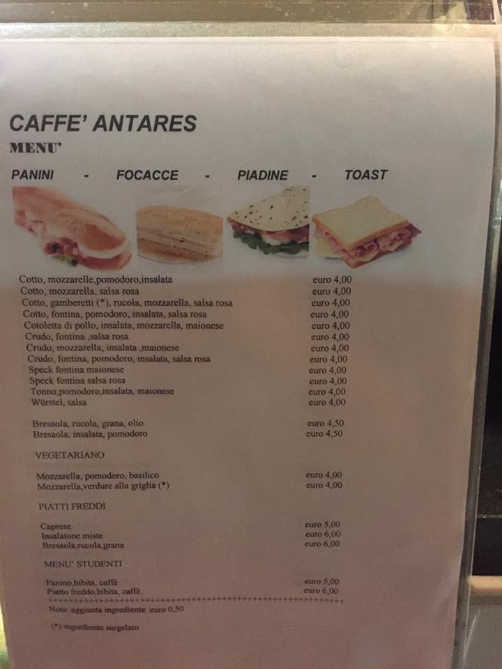 Menu di Antares 