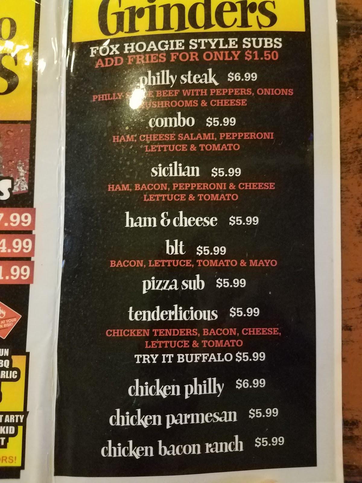 Menu at Red Fox Inn pub & bar, Erie