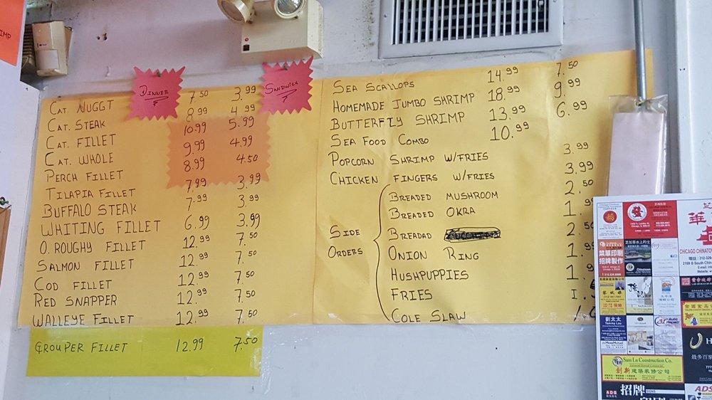 Menu at Van's Fish Market, Indianapolis