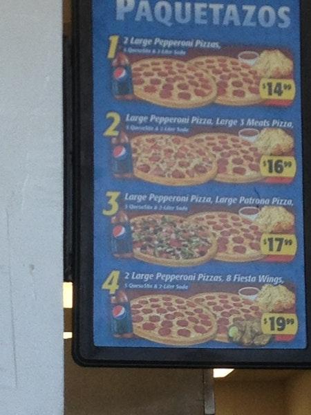 Menu at Pizza Patron pizzeria, Austin, Ed Bluestein Blvd Ste 175