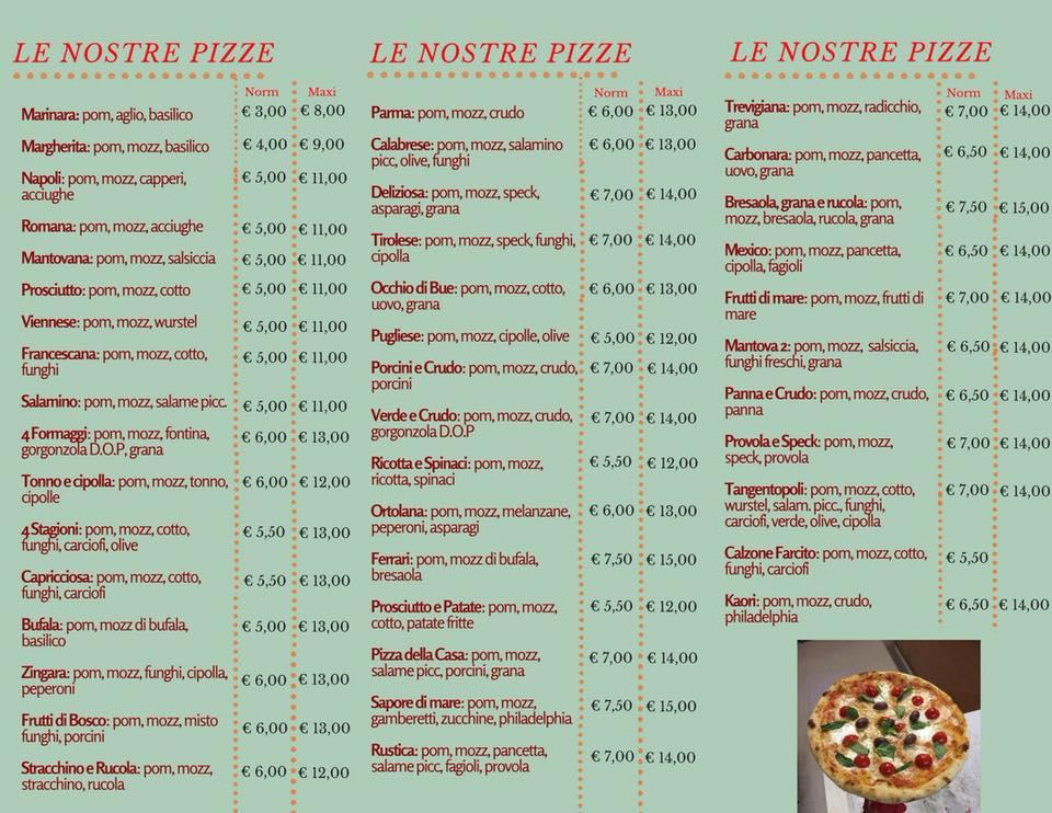 Menu di Pizzeria D'asporto da Rino 