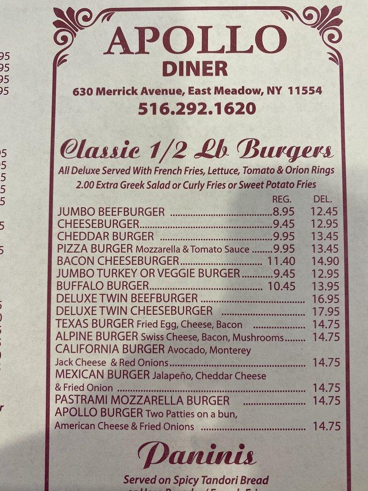 Menu at Apollo Restaurant Diner, East Meadow
