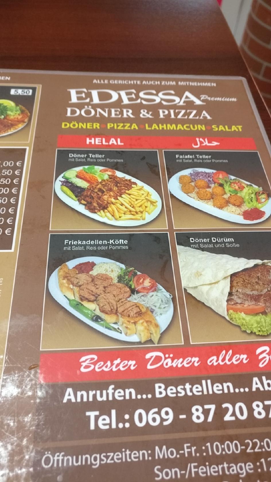 Speisekarte von Edessa Premium Döner restaurant Frankfurt am Main