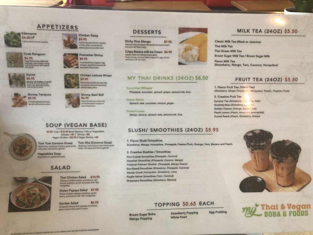 Menu at My Thai Vegan & Boba - Frisco pub & bar, Frisco