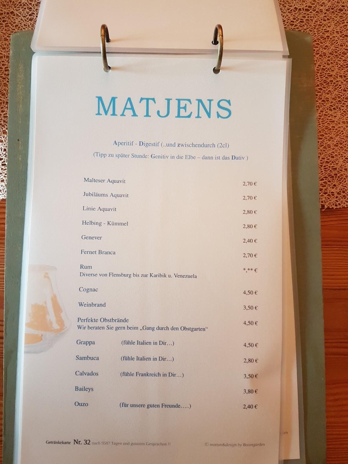 Speisekarte Von Matjens Gasthof Restaurant Neuendorf Bei Elmshorn