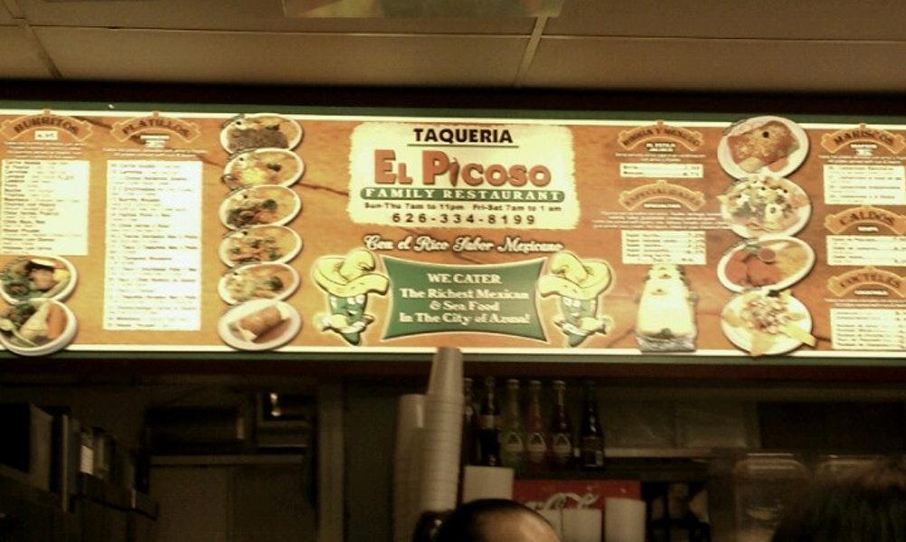 Menu at El Picoso Restaurant, Azusa, 303 S Azusa Ave
