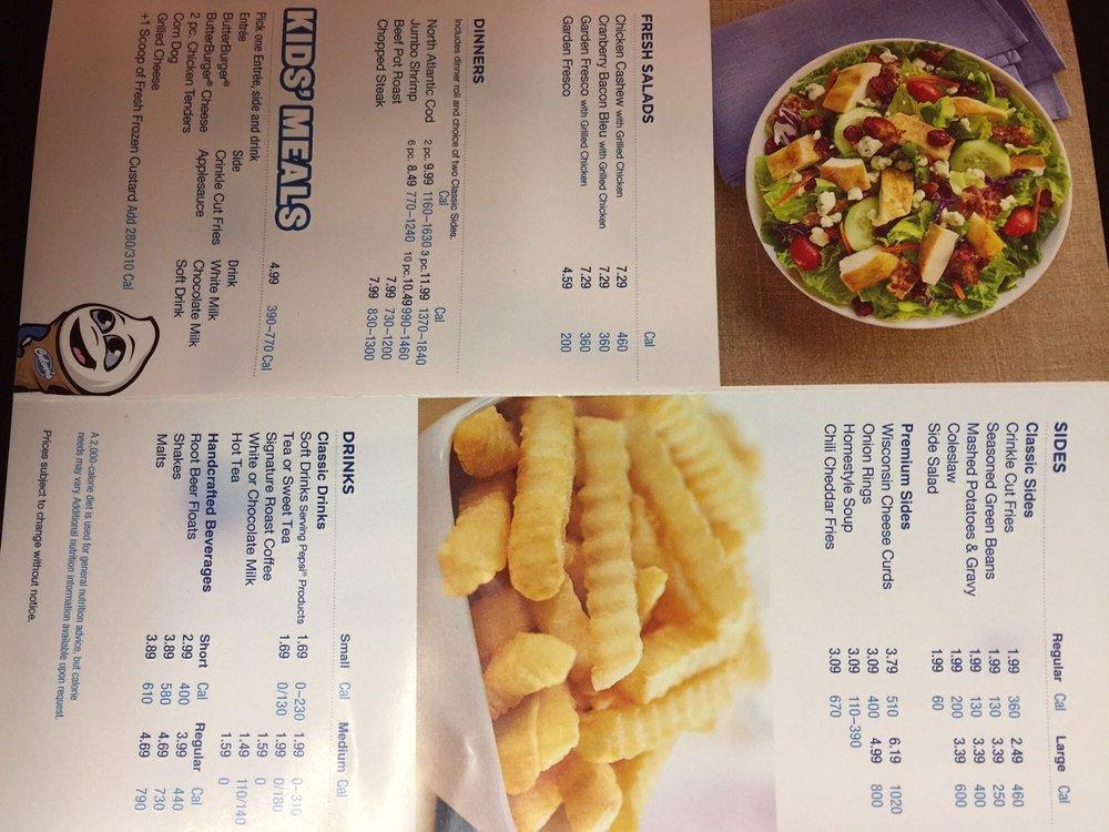 Menu at Culver’s fast food, Longmont
