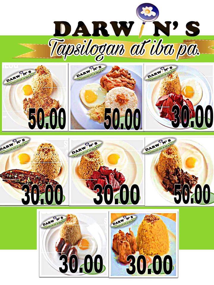 Menu At Darwins Tapsilogan Restaurant, Trece Martires