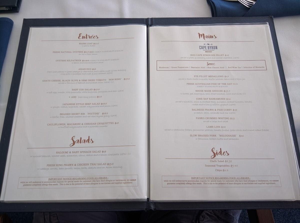 royal yacht squadron manly restaurant menu