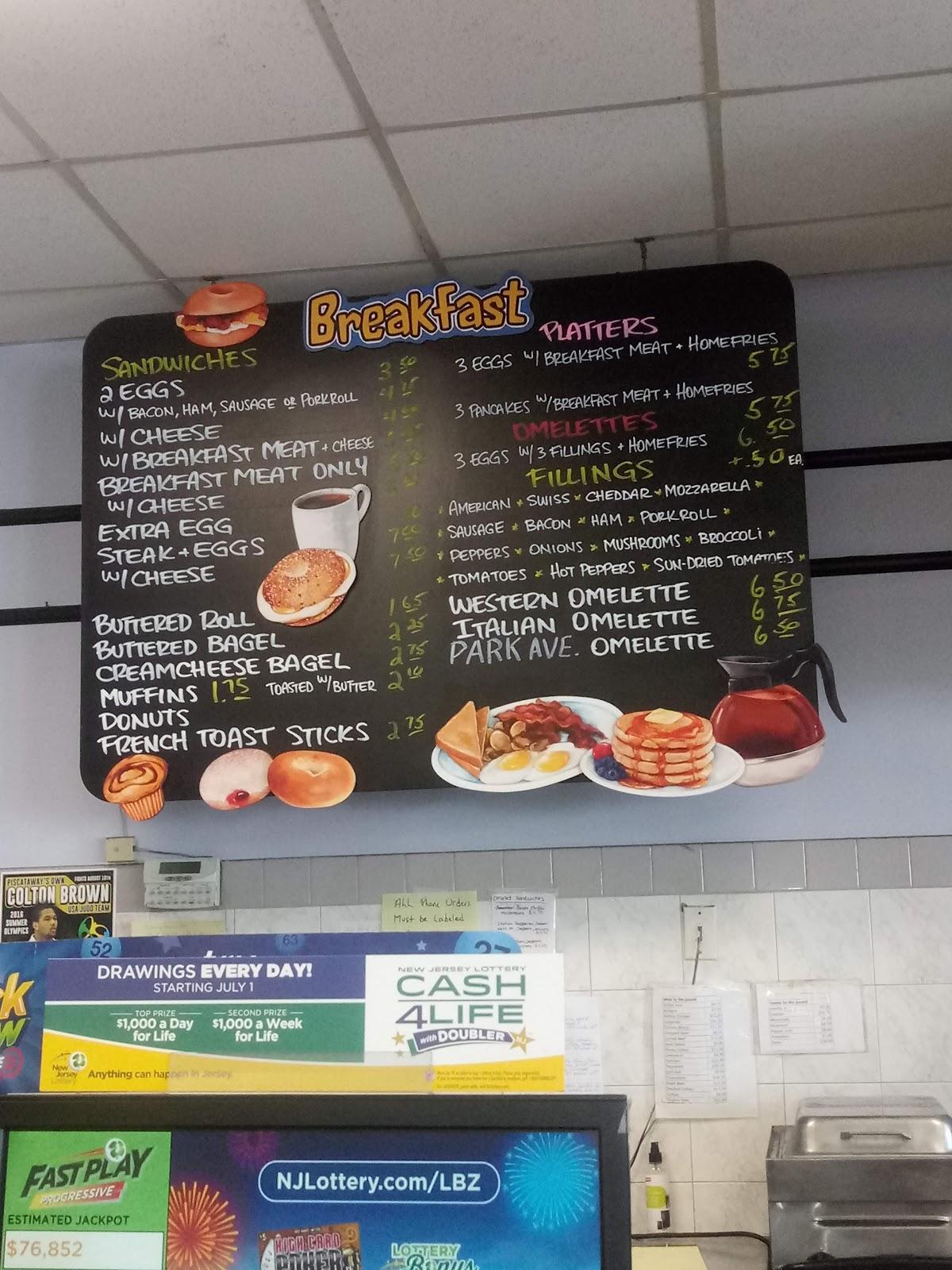 Menu at Park Avenue Deli & Caterers restaurant, Piscataway Township