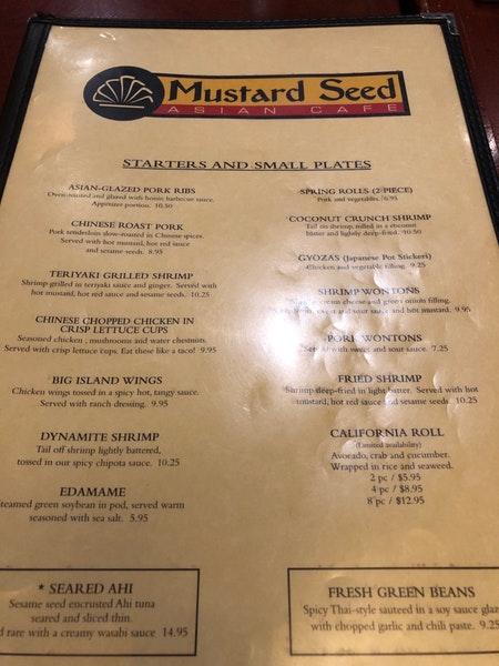 Menu At Mustard Seed Restaurant Spokane N Division St