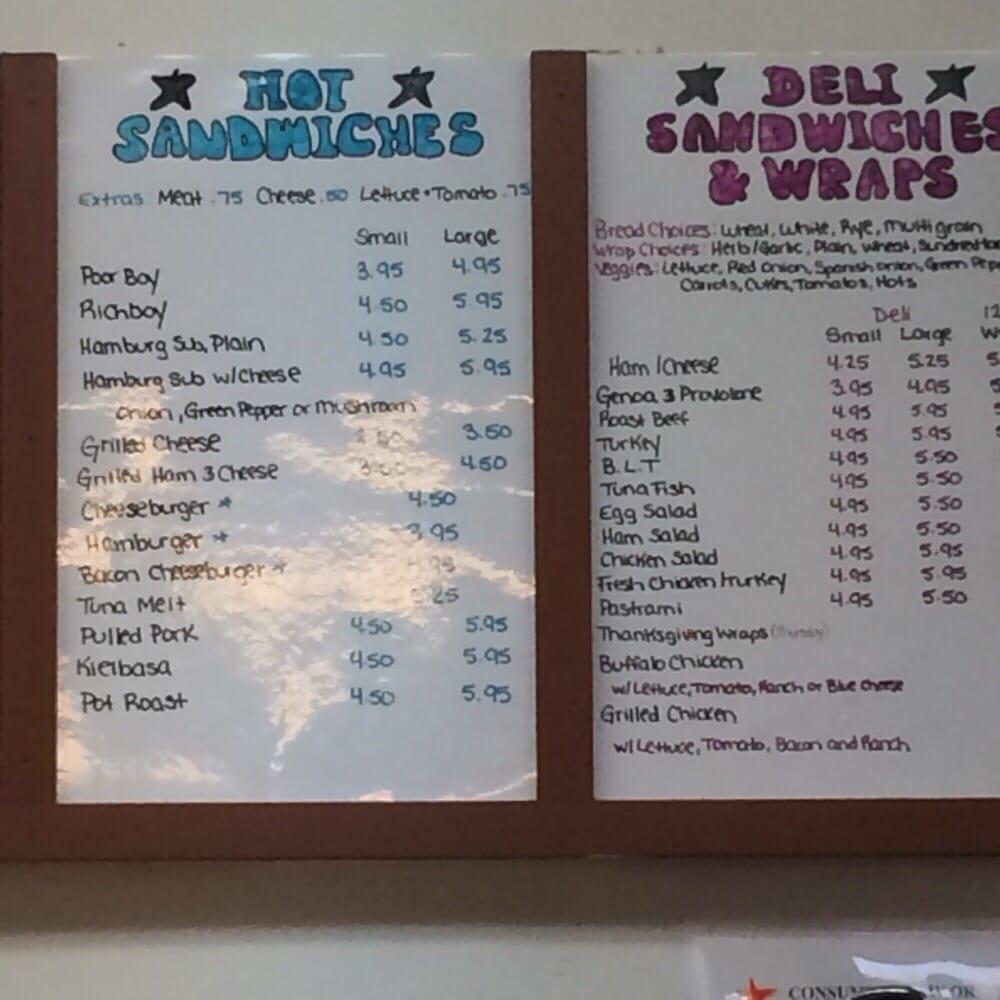 Menu at River's Edge Deli restaurant, Westbrook