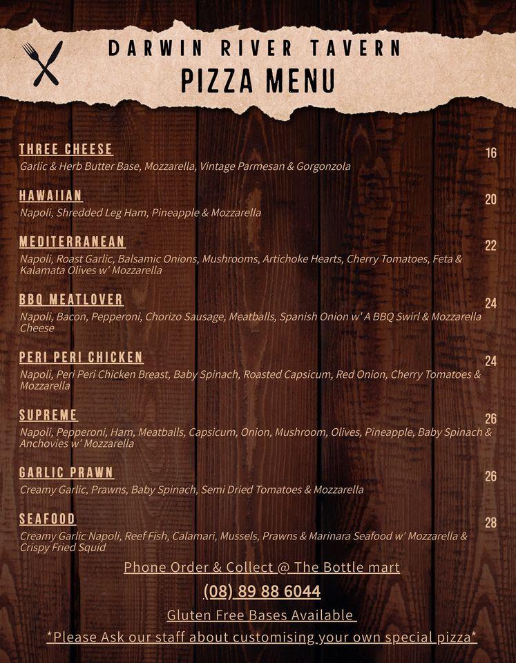 Menu at Darwin River Tavern pub & bar, Darwin River, 195 Darwin River Rd
