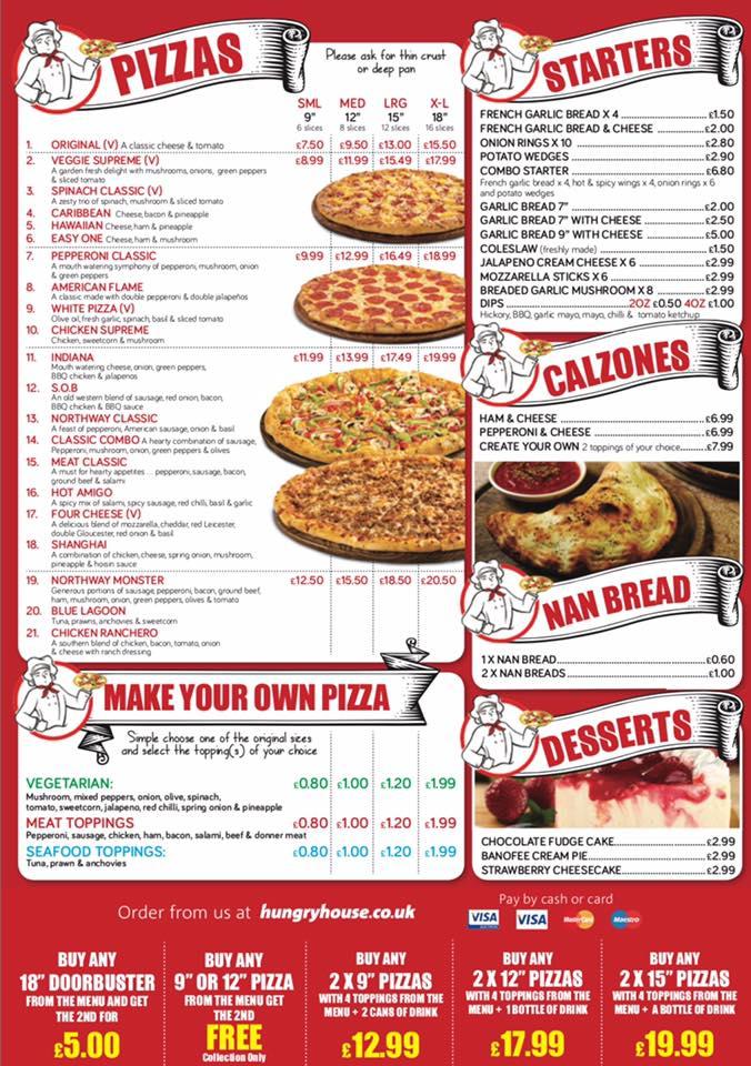 Menu at Northway Pizza pizzeria, Oxford