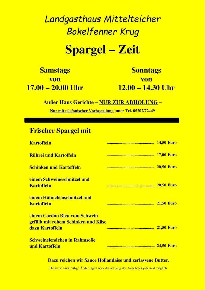 Speisekarte von Landgasthaus Mittelteicher "Bokelfenner Krug" pub & Bar