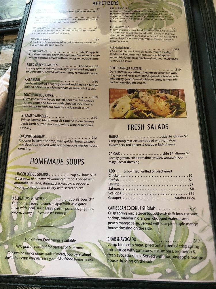 Menu at Linger Lodge Restaurant & Bar, Bradenton