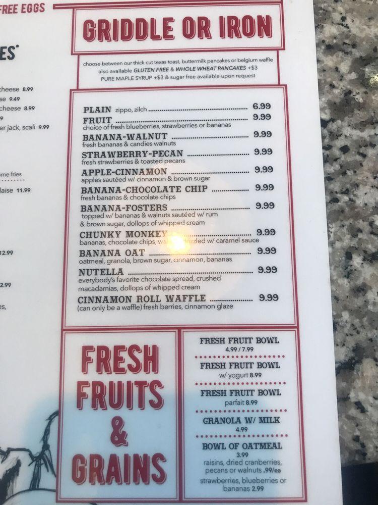Menu at The Breakfast Club, Boston