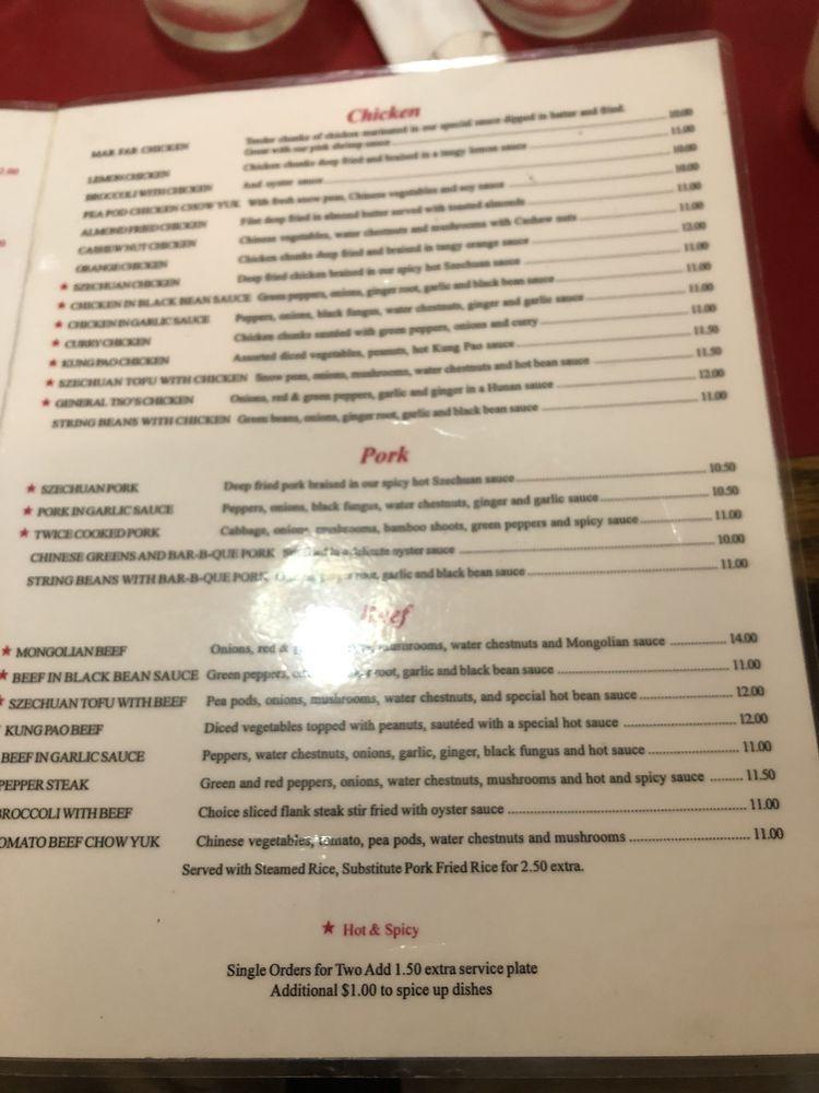 Menu at China Hut restaurant, Grants Pass