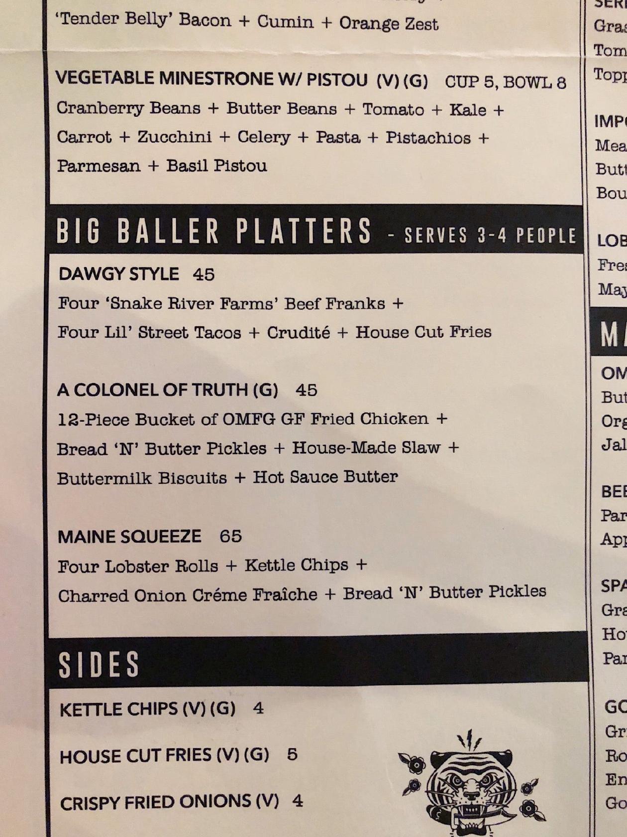 Menu at Punch Bowl Social Indianapolis pub & bar, Indianapolis, 120 S