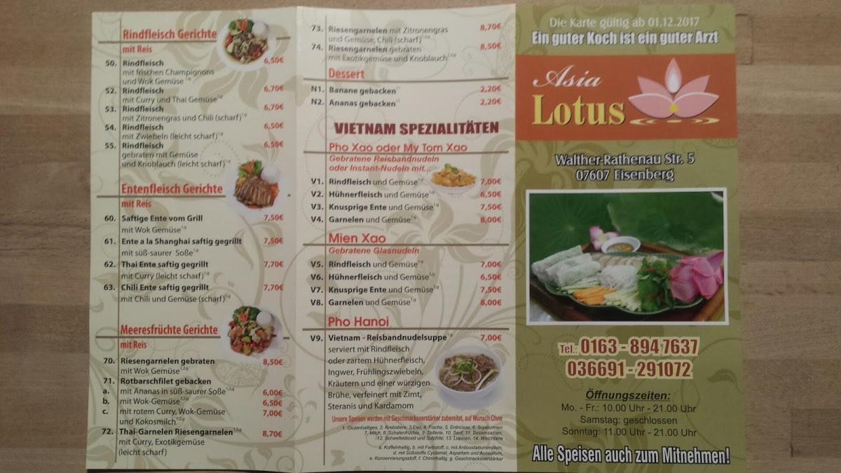 Speisekarte von ASIA IMBISS LOTUS pub & Bar, Eisenberg